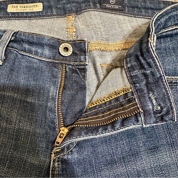 AG EUC Straight Leg Charlotte Adrianno Goldschmied Jeans Blue wash denim SZ 28R - Picture 5 of 13